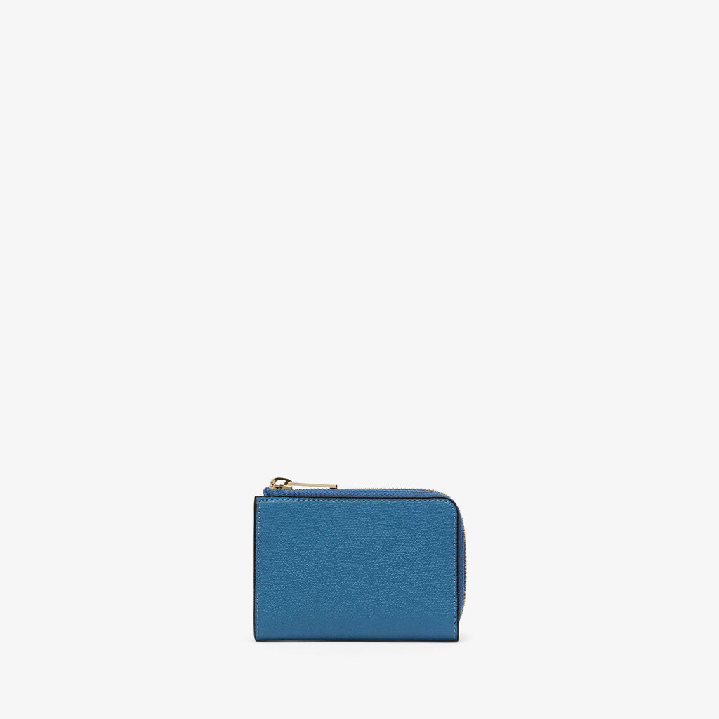 Valextra Portachiavi chiuso con zip in Pelle Blu Cobalto | Valextra Zip Around Offerta natalizia