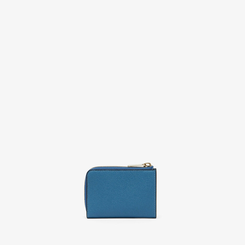 Valextra Portachiavi chiuso con zip in Pelle Blu Cobalto | Valextra Zip Around Offerta natalizia