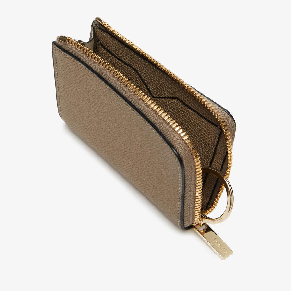Valextra Portachiavi in Pelle Marrone Tortora | Valextra Zip Around Offerta Pasqua
