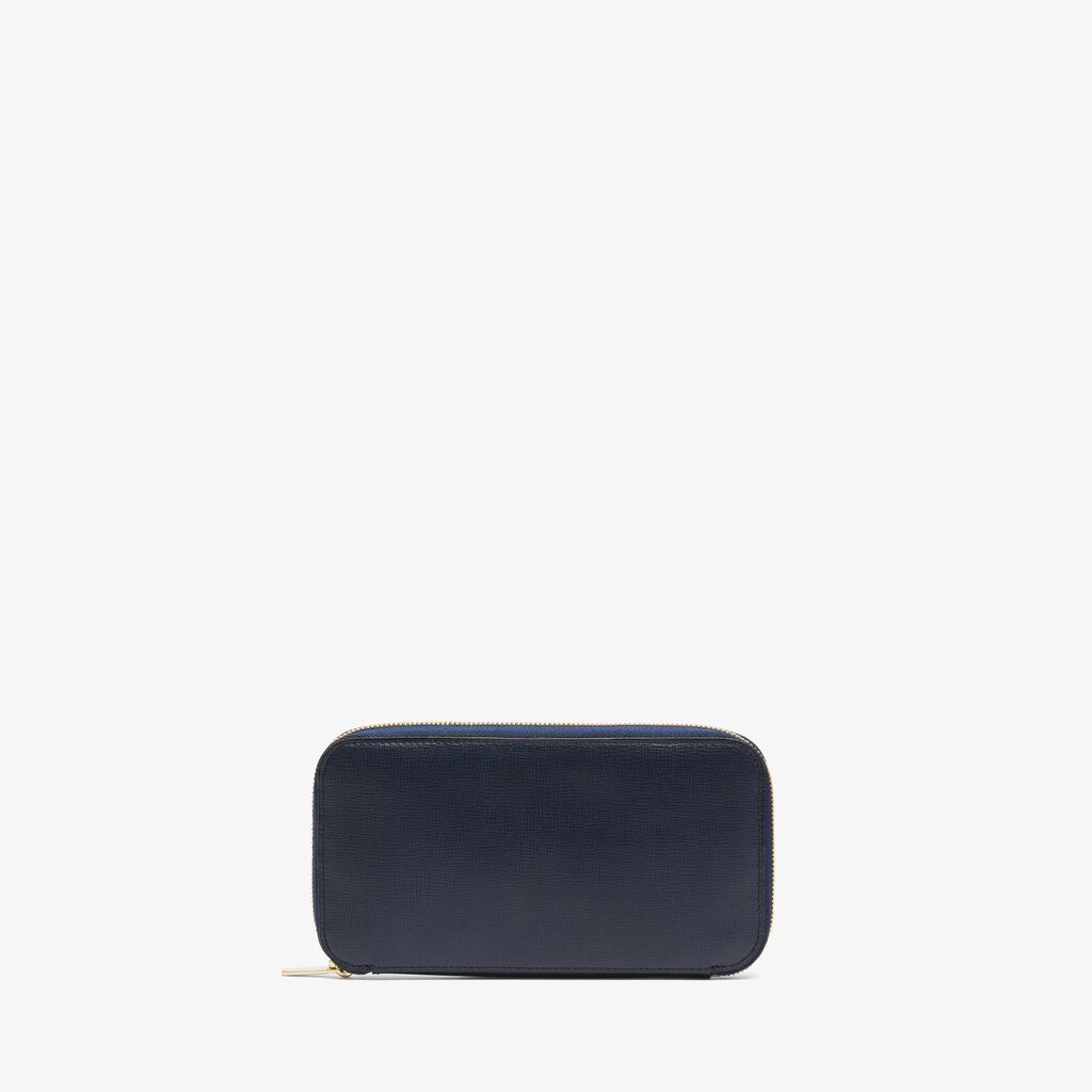 Valextra Portafoglio con zip in Pelle Blu | Valextra Zip Around Offerta per la Festa della Mamma