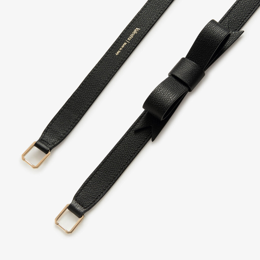Valextra Tracolla con fiocco per borse da Donna in Pelle Nera | Valextra Offerta San Valentino