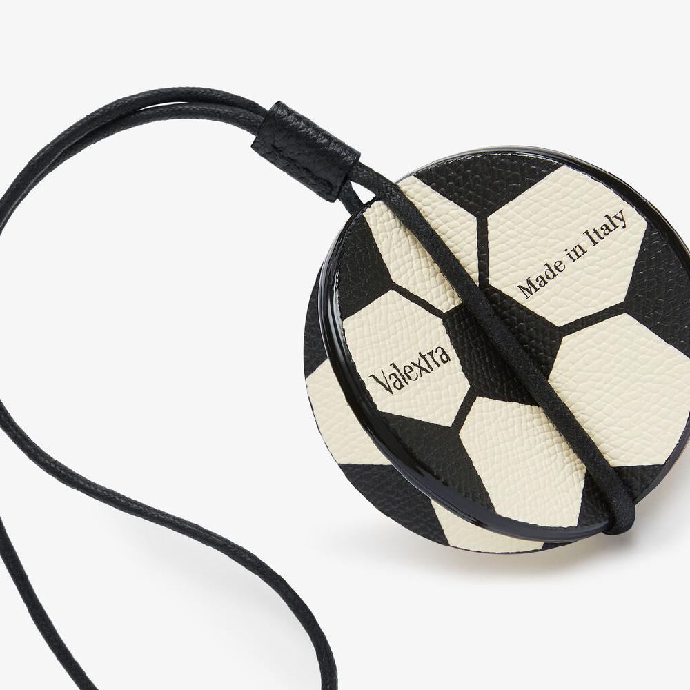 Valextra Charm palla da calcio da Donna in Pelle Bianca e Nera | Valextra Vendita calda