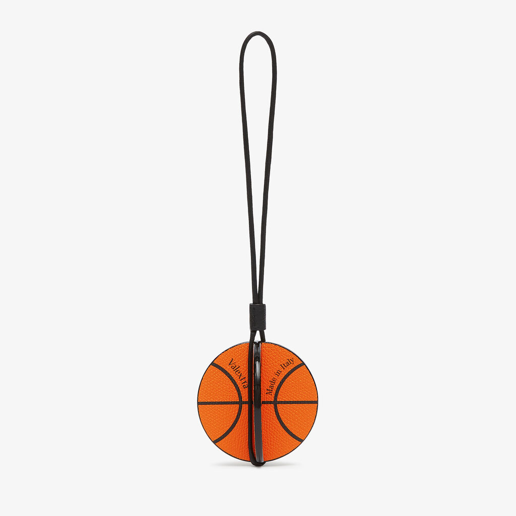 Valextra Charm palla da bascket in Pelle Arancione e Nera | Valextra