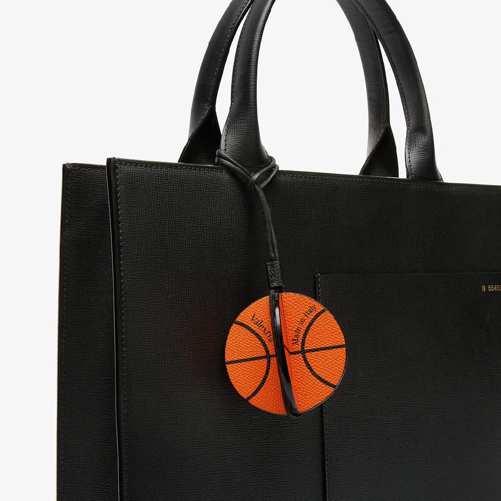 Valextra Charm palla da bascket in Pelle Arancione e Nera | Valextra Offerta migliore