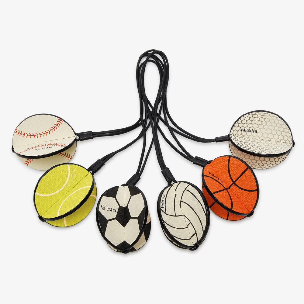 Valextra Charm palla da bascket in Pelle Arancione e Nera | Valextra Offerta migliore