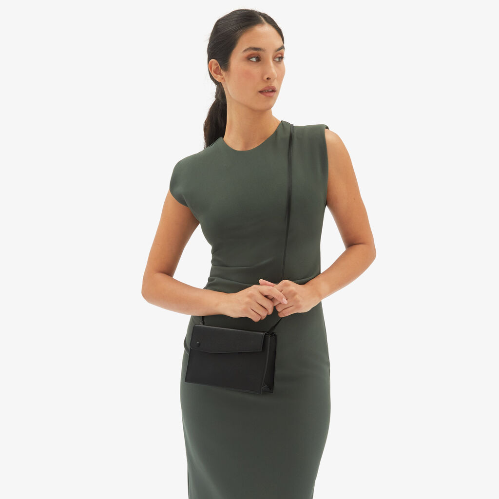 Valextra Borsa a tracolla pocket Slim | Pelle di vitello Millepunte | Nero | Valextra Offerta temporanea