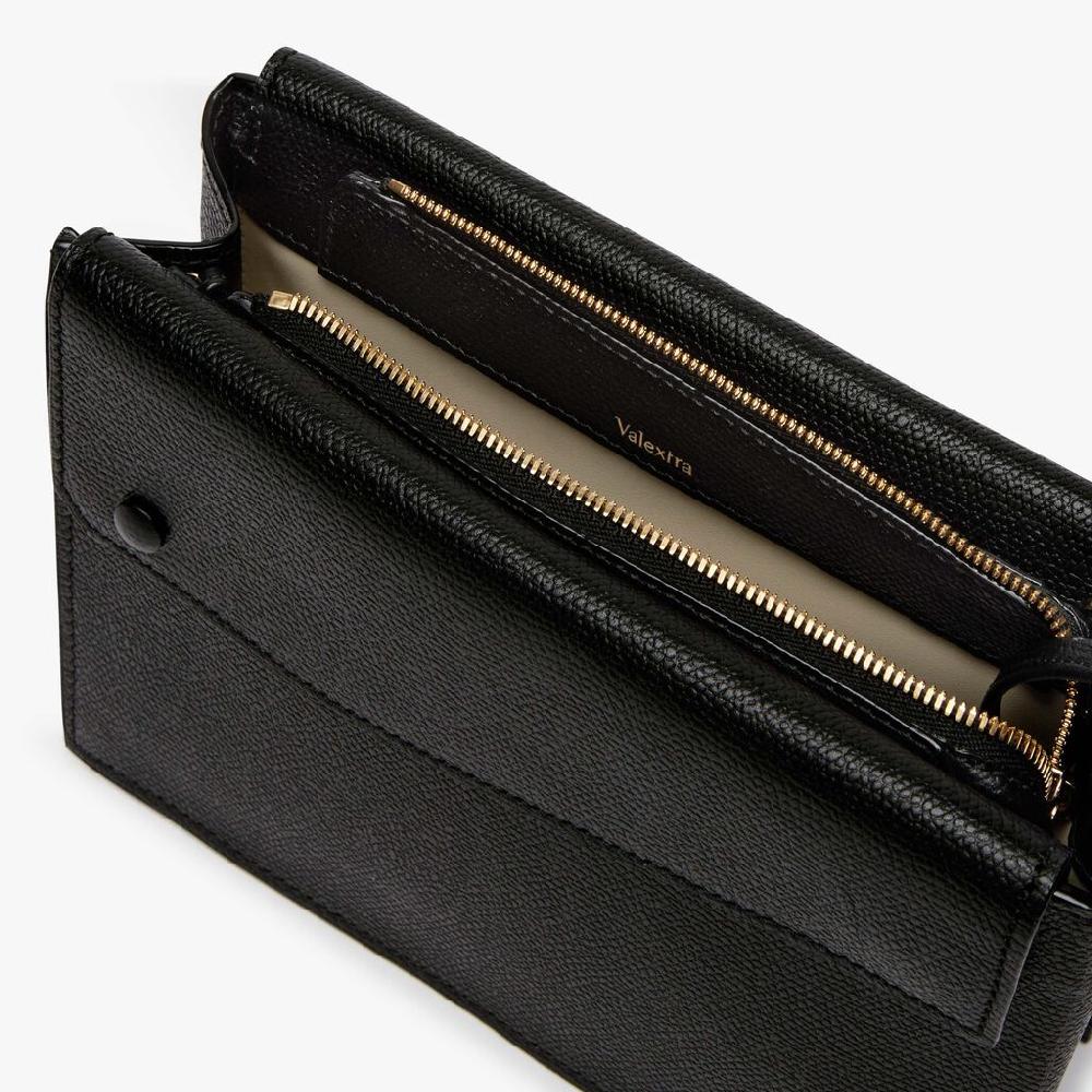 Valextra Borsa a tracolla pocket Slim | Pelle di vitello Millepunte | Nero | Valextra Offerta temporanea