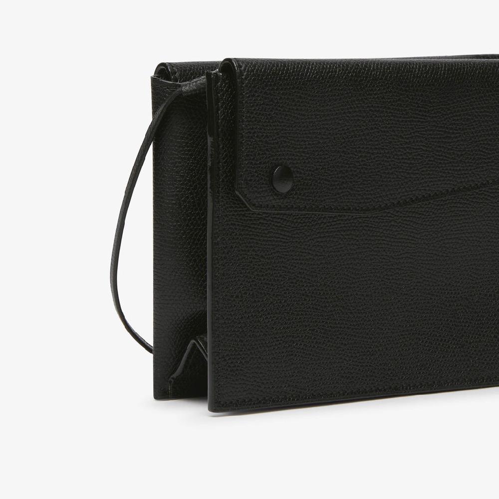 Valextra Borsa a tracolla pocket Slim | Pelle di vitello Millepunte | Nero | Valextra Offerta temporanea