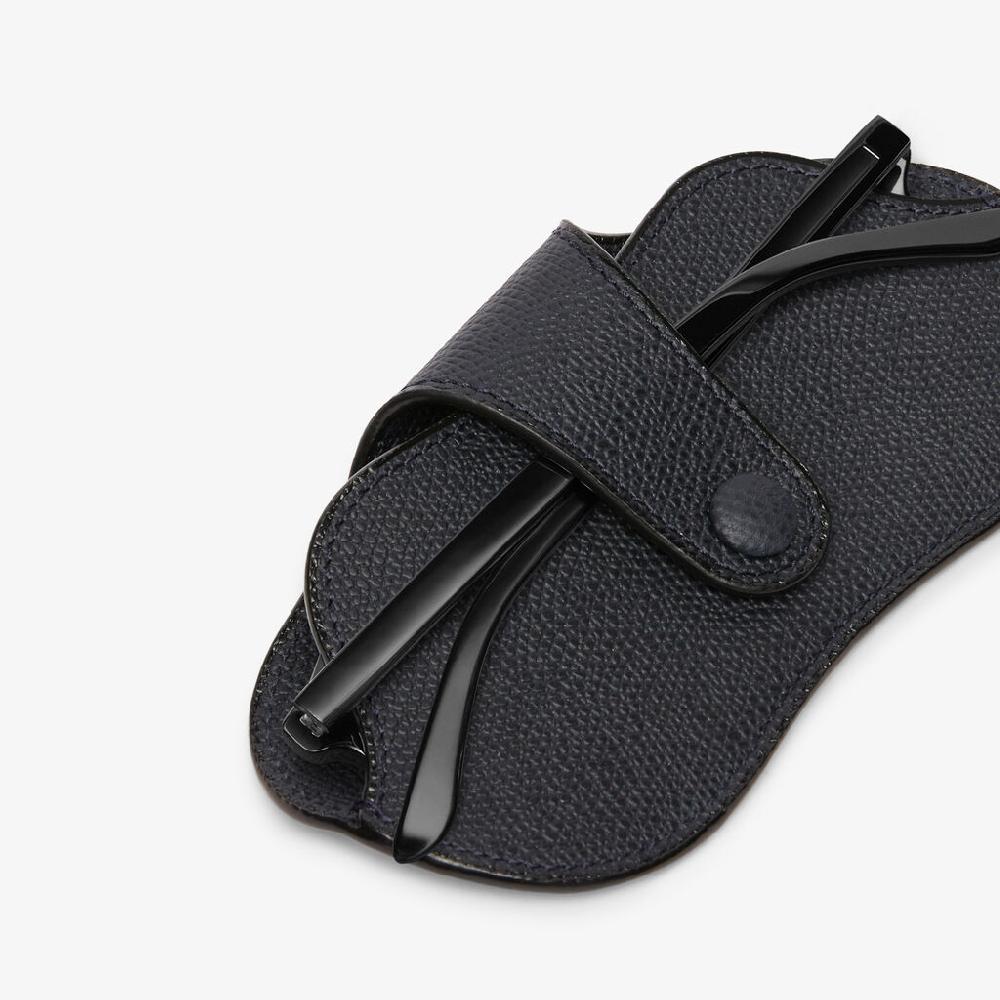 Valextra Custodia porta occhiali di Lusso in Pelle Blu Notte | Valextra Lightning offer