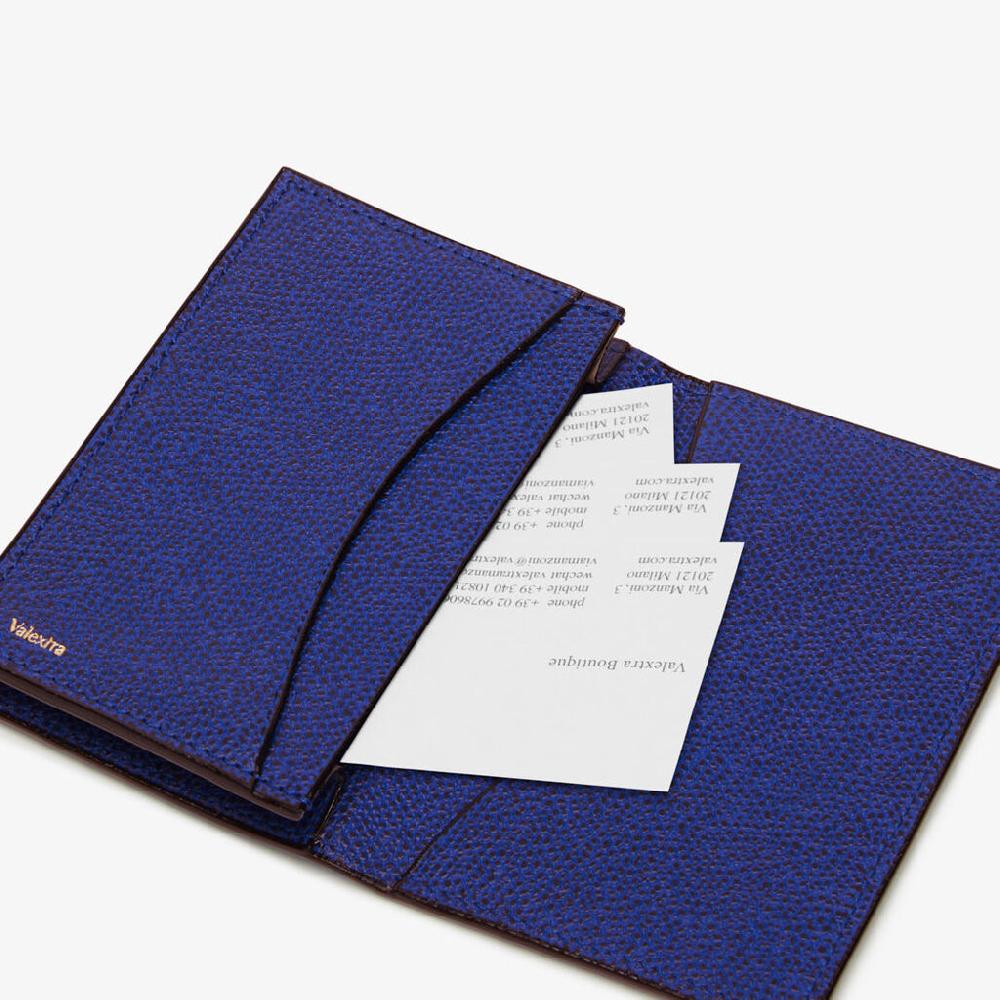 Valextra Porta carte di credito da Donna in Pelle Blu | Valextra Grandi sconti