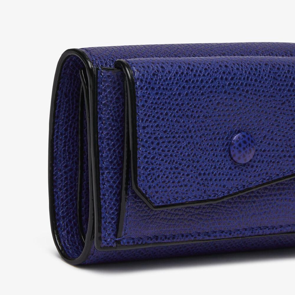 Valextra Portafoglio Compatto da Donna in Pelle Blu | Valextra Offerte stagionali