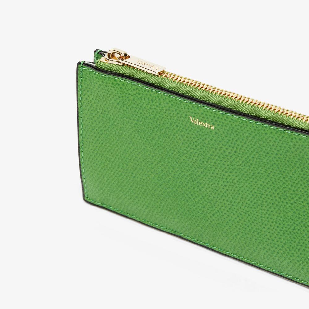 Valextra Portamonete elegante in Pelle Verde con zip | Valextra Only for today