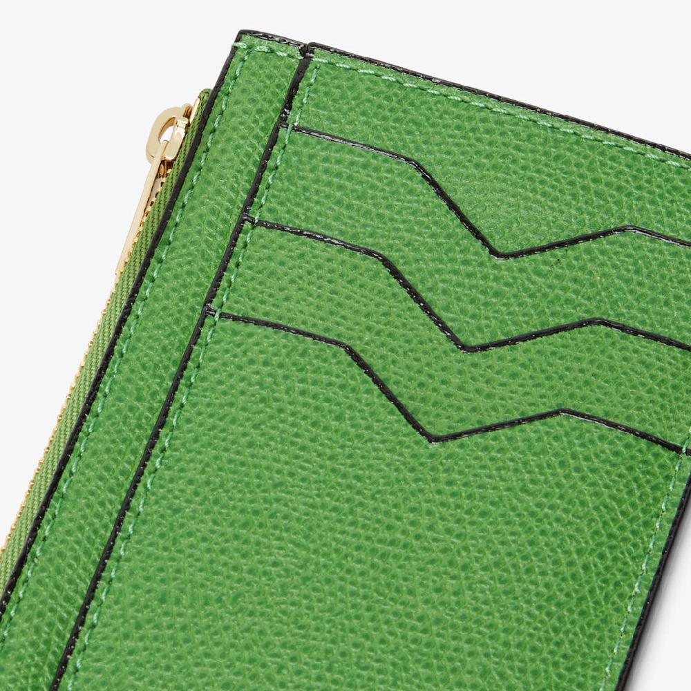 Valextra Portamonete elegante in Pelle Verde con zip | Valextra Only for today