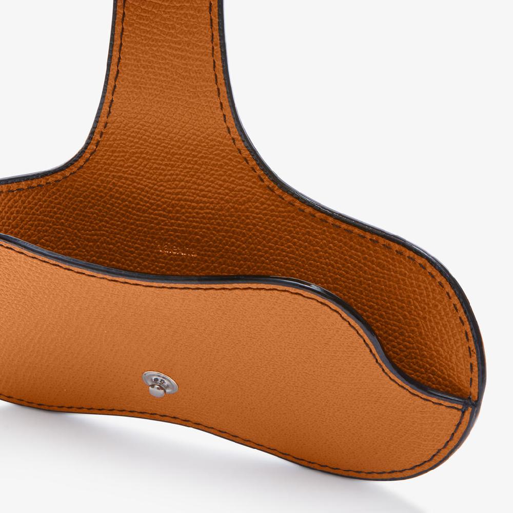 Valextra Porta occhiali in Pelle Marrone e Nera con tracolla | Valextra Sostegno trimestrale
