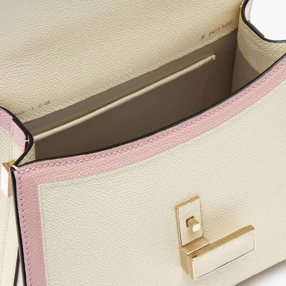 Valextra Borsa a mano mini da Donna in Pelle Bianca e Rosa | Valextra Iside Officina
