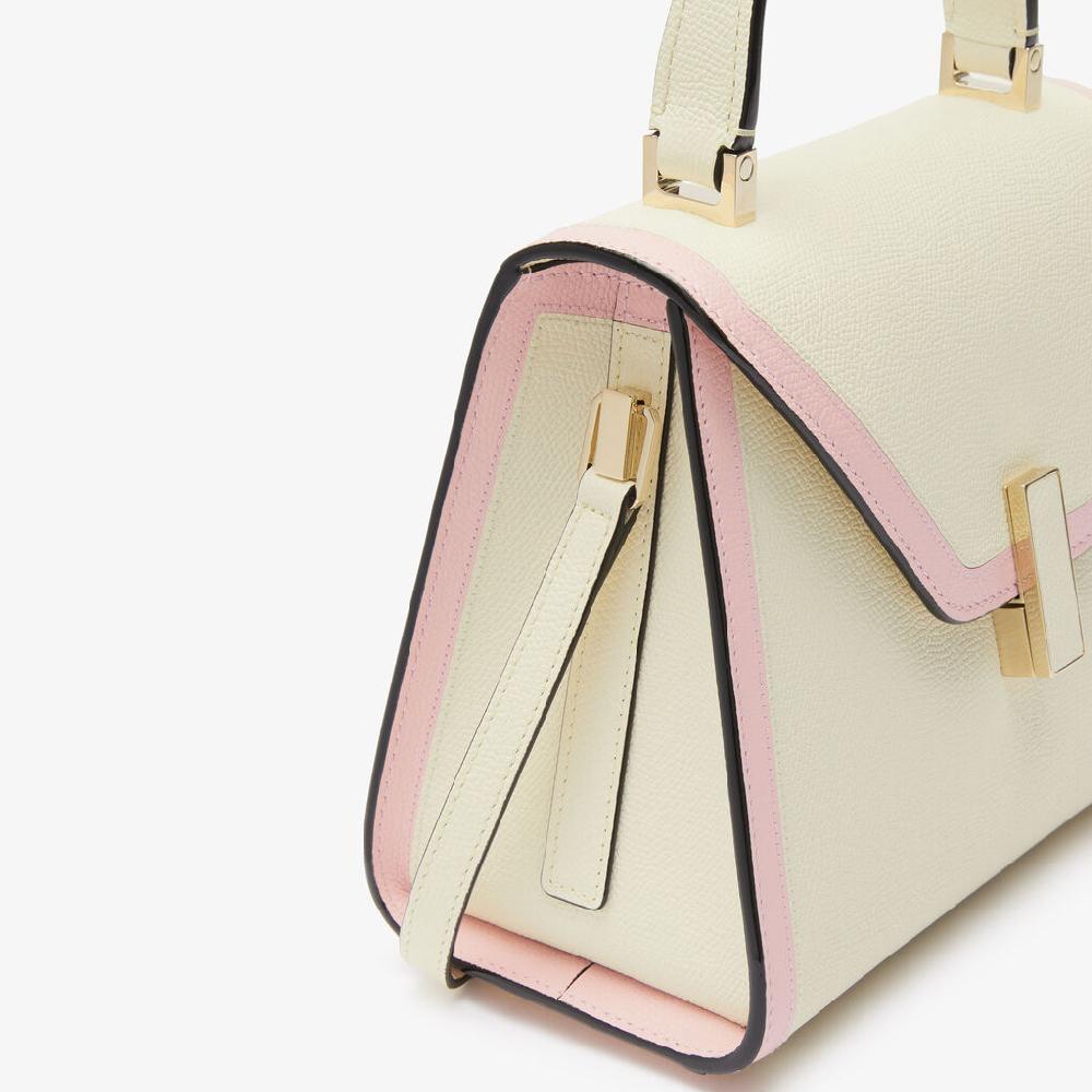 Valextra Borsa a mano mini da Donna in Pelle Bianca e Rosa | Valextra Iside Officina