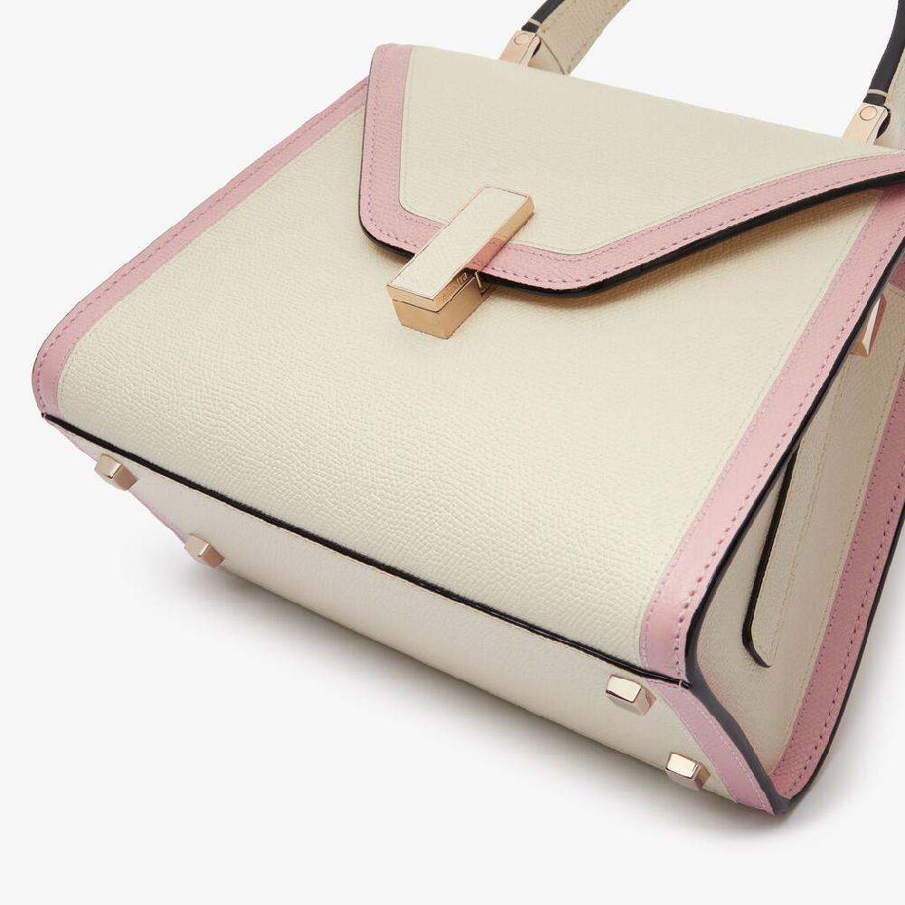 Valextra Borsa a mano mini da Donna in Pelle Bianca e Rosa | Valextra Iside Officina