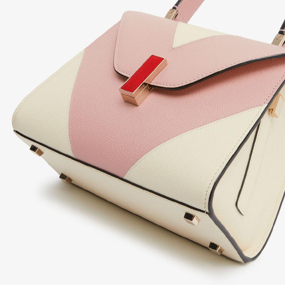Valextra Borsetta da Donna di Lusso in Pelle Bianca e Rosa | Valextra Iside Limitato a 3 giorni