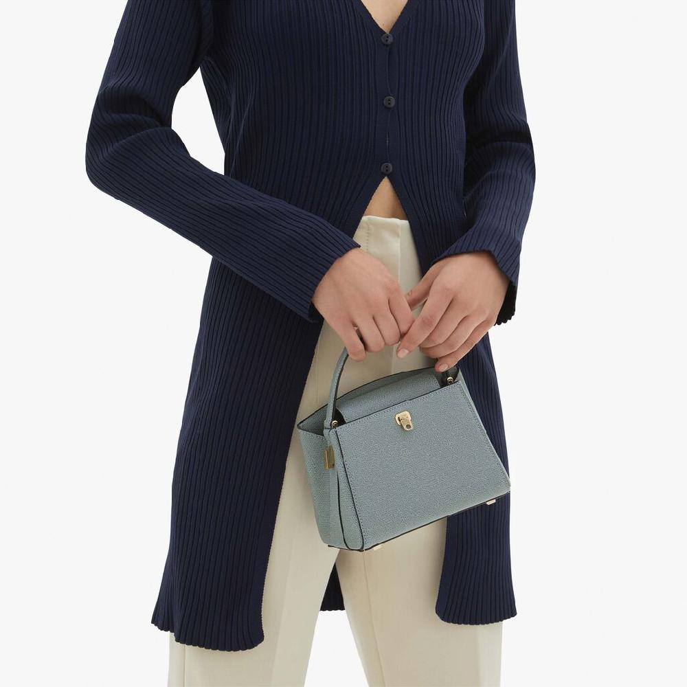 Valextra Borsa a mano Micro in Pelle Blu | Valextra Brera Esporta salva