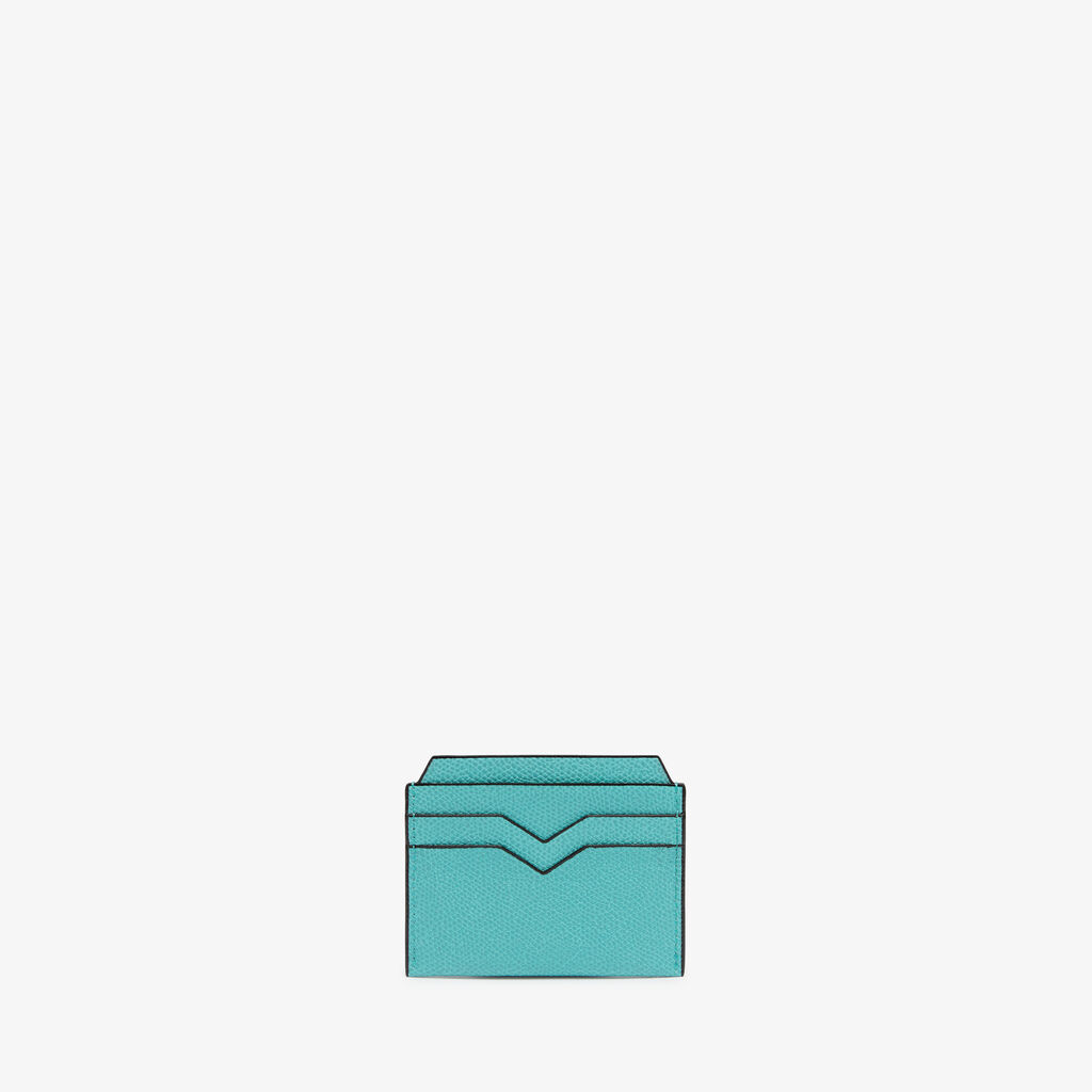 Valextra Porta carte di credito compatto in Pelle Azzurra | Valextra Sconti questo mese