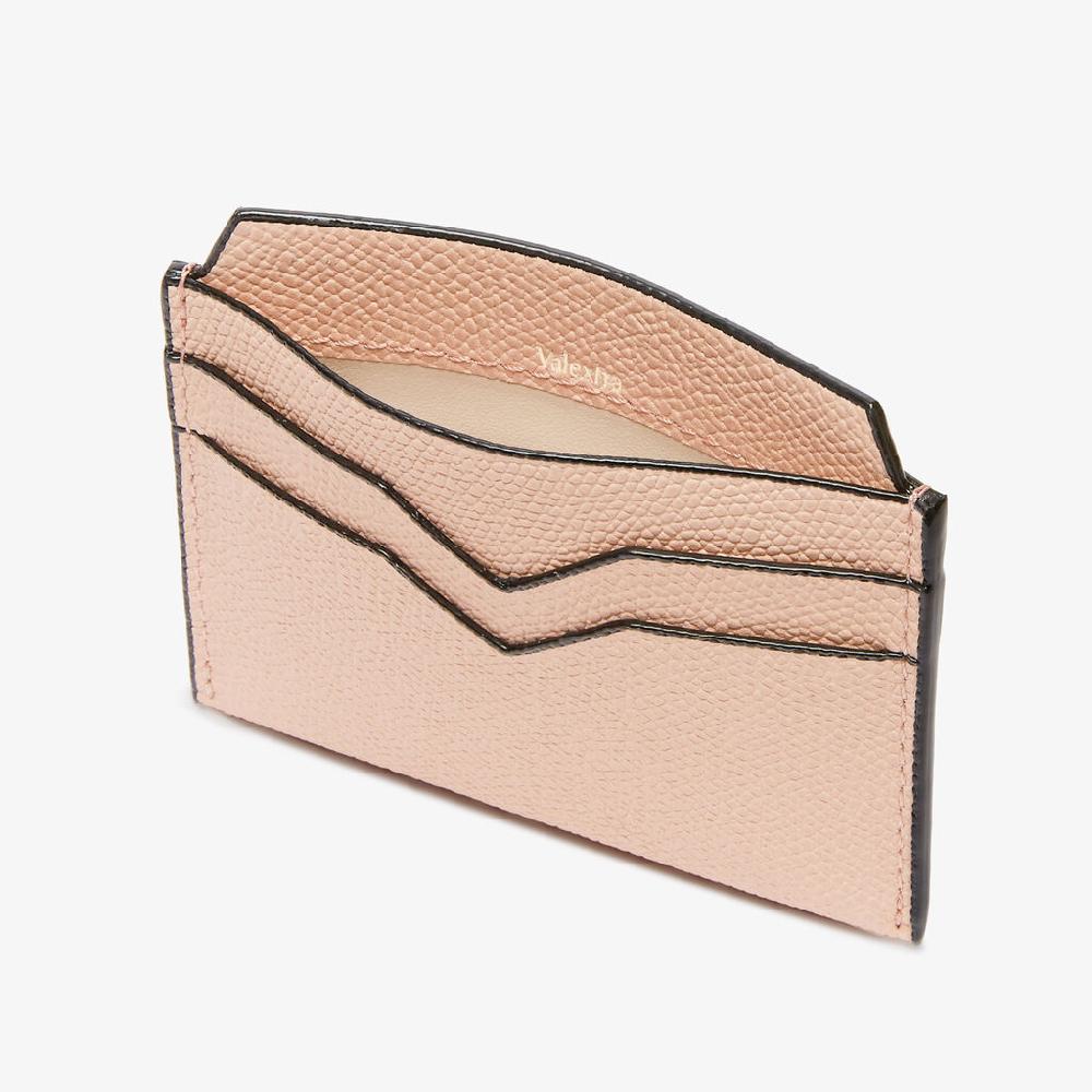 Valextra Porta Carte 4CC | Pelle di vitello Millepunte | Rosa Bonne Mine | Valextra Italy