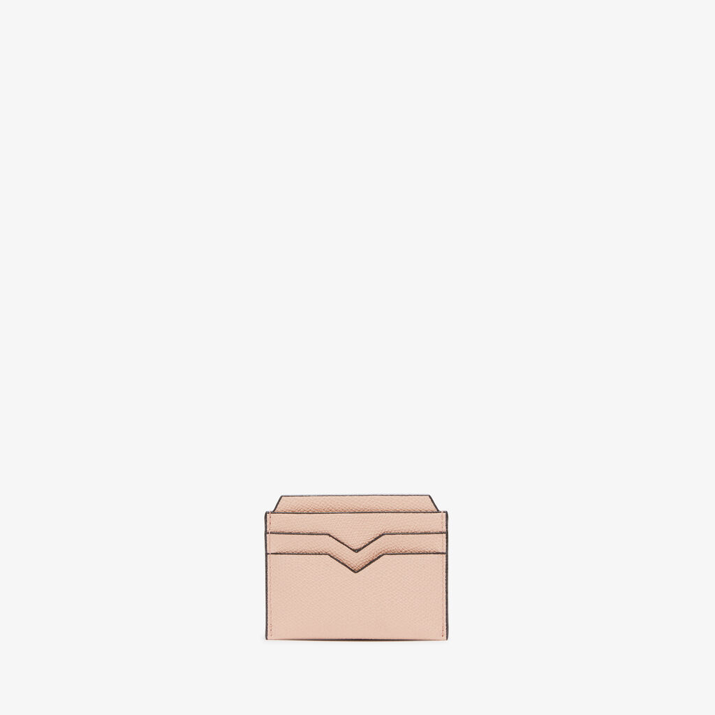 Valextra Porta Carte 4CC | Pelle di vitello Millepunte | Rosa Bonne Mine | Valextra Italy