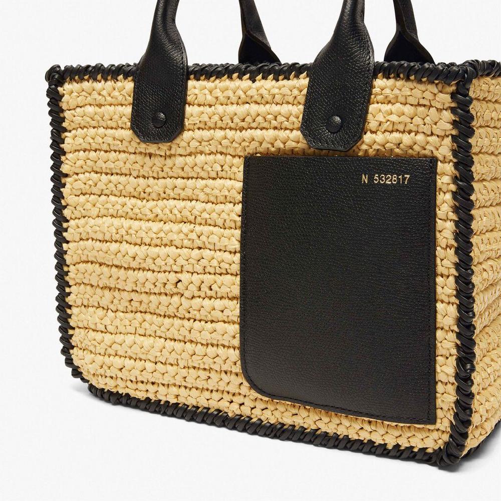 Valextra Borsa tote Mini da Donna in Rafia Beige e Nera | Valextra Nuovo