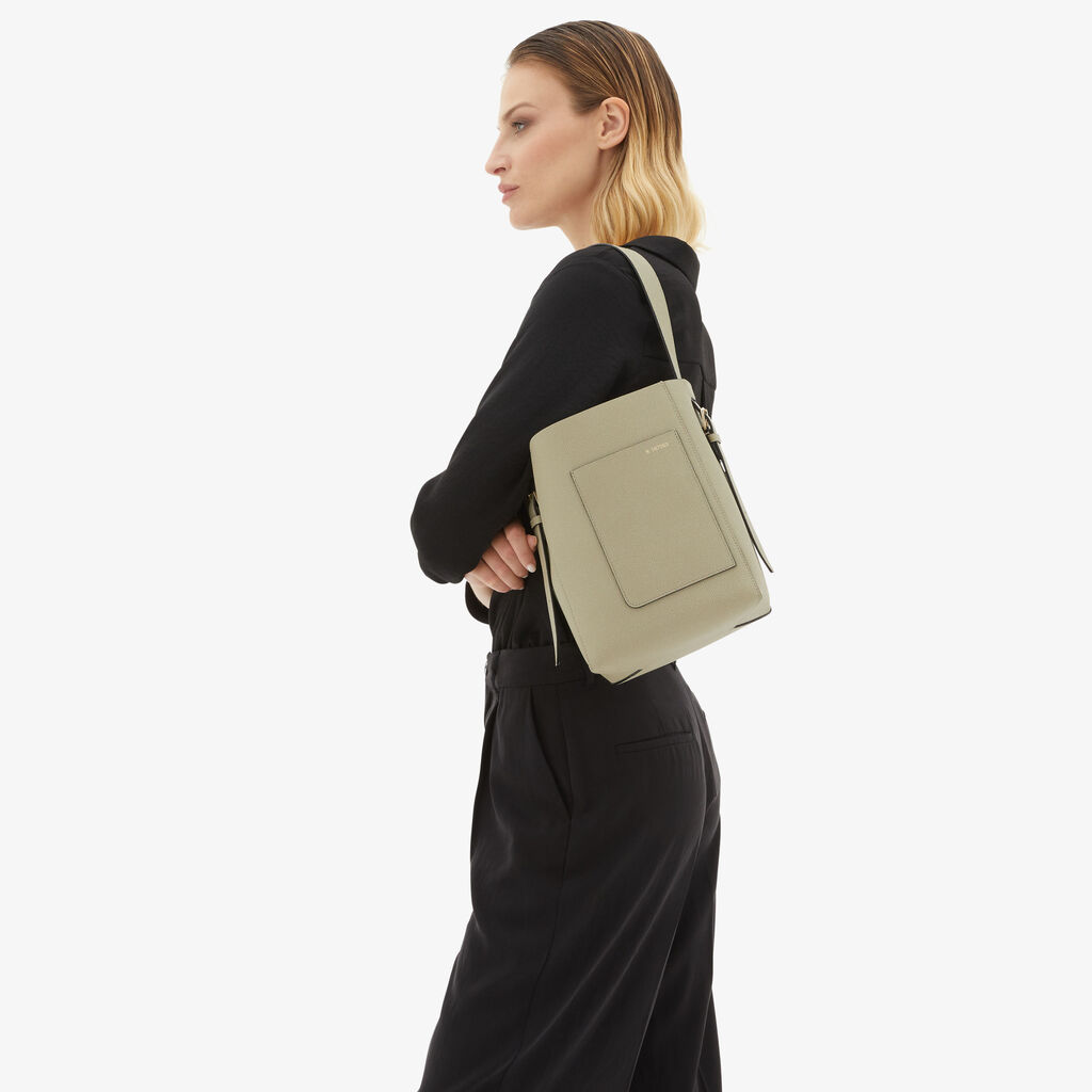 Valextra Borsa a secchiello da Donna in Pelle Verde tundra | Valextra Soft Vendita