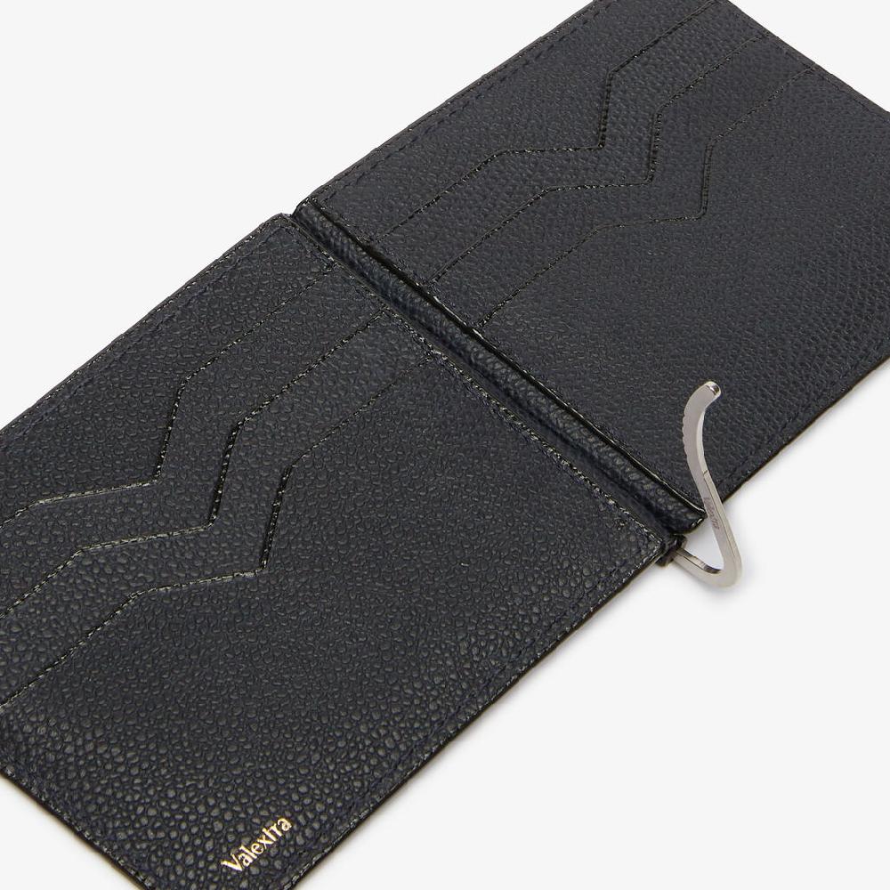 Valextra Portafoglio Grip Semplice | Pelle di vitello Millepunte | Blu Notte | Valextra Convenienza