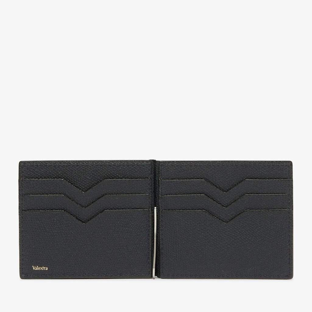 Valextra Portafoglio Grip Semplice | Pelle di vitello Millepunte | Blu Notte | Valextra Convenienza