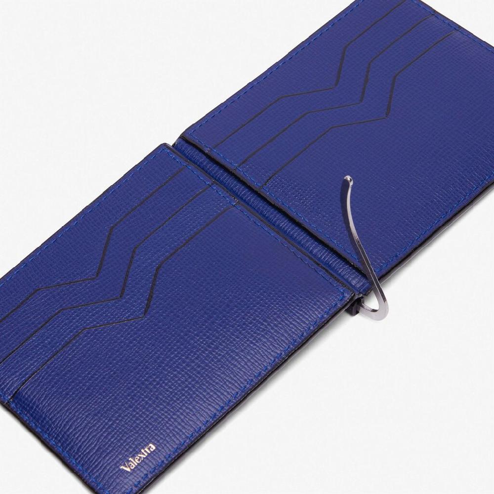 Valextra Portafoglio con fermasoldi e portacarte in Pelle Blu | Valextra Milano I Più Venduti