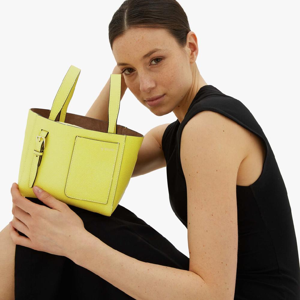 Valextra Borsa a secchiello da Donna in Pelle Gialla | Valextra Soft Negozio
