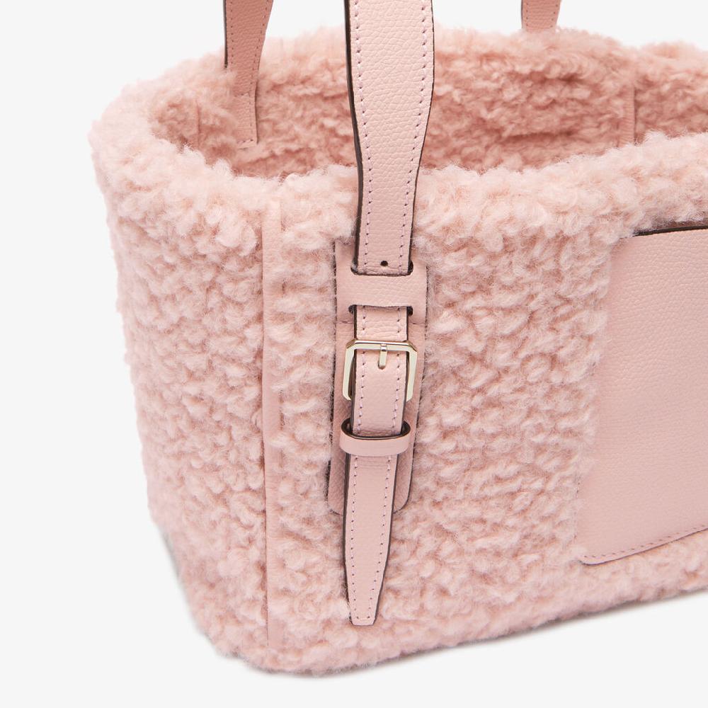 Valextra Borsa a Secchiello Bouclè Micro | Tessuto e pelle | Rosa Peonia | Valextra Spedizione gratuita