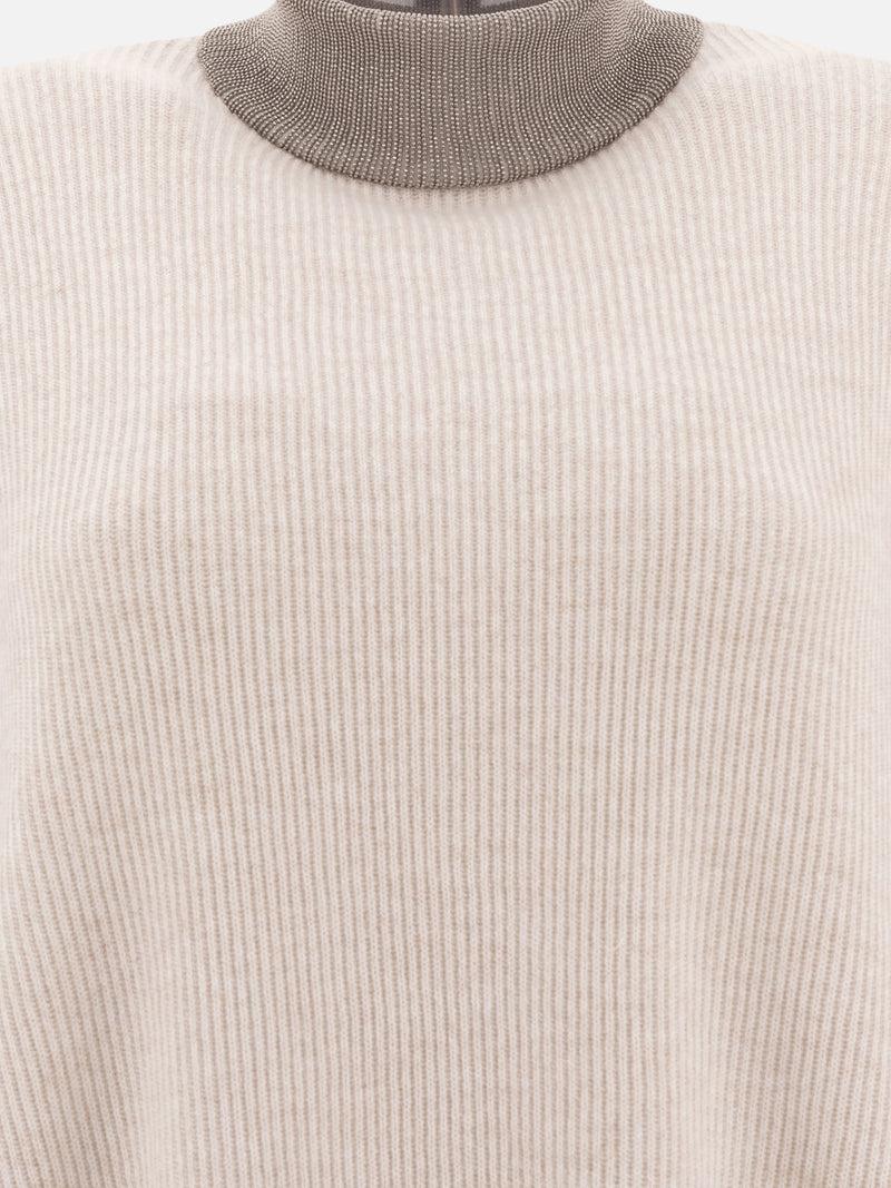 Vietti Brunello Cucinelli Maglione in cashmere con Precious Ribbed Collar Acquista Ora