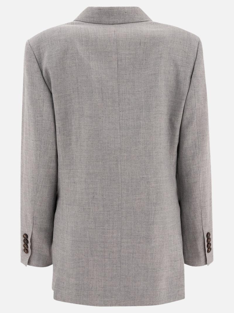 Vietti Brunello Cucinelli Blazer in canvas di lino e lana con monile Consegna Veloce