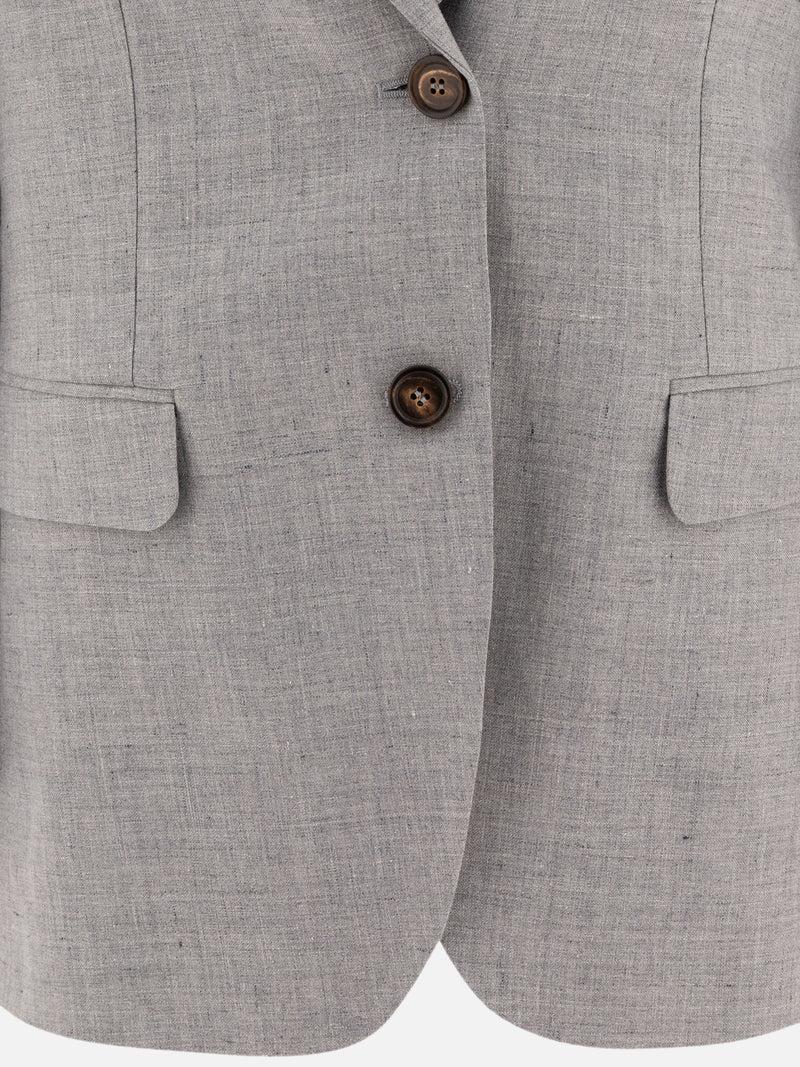Vietti Brunello Cucinelli Blazer in canvas di lino e lana con monile Consegna Veloce