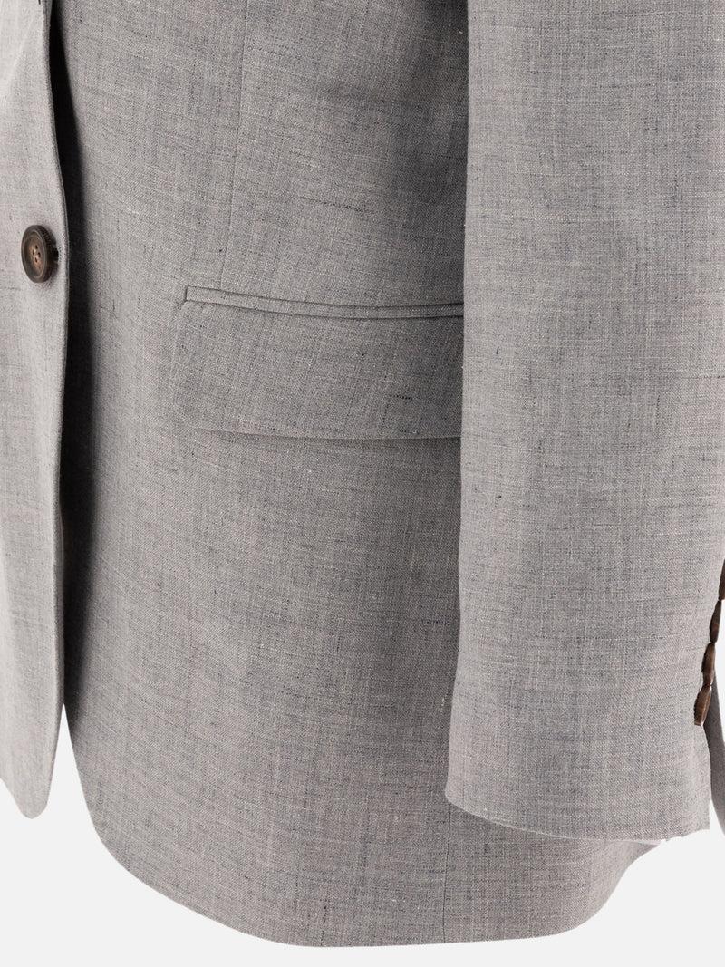 Vietti Brunello Cucinelli Blazer in canvas di lino e lana con monile Consegna Veloce