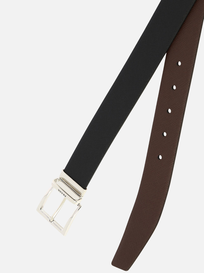 Vietti Prada Cintura reversibile in pelle Saffiano Italia