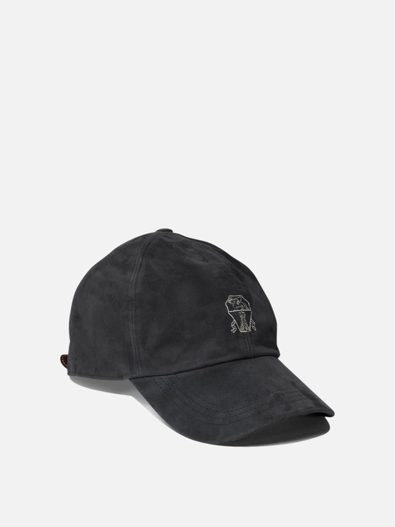 Vietti Brunello Cucinelli Cappello da baseball in camoscio leggero con logo ricamato Vendita
