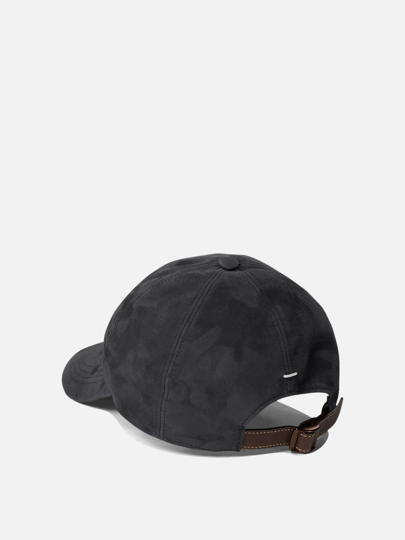 Vietti Brunello Cucinelli Cappello da baseball in camoscio leggero con logo ricamato Vendita