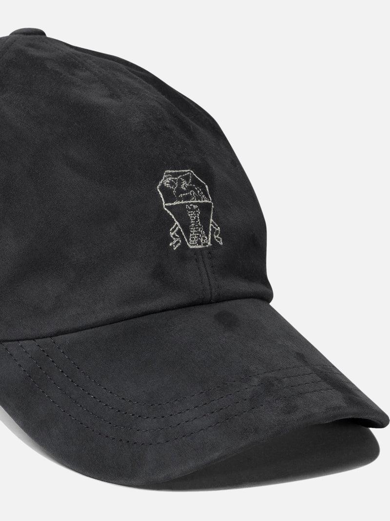 Vietti Brunello Cucinelli Cappello da baseball in camoscio leggero con logo ricamato Vendita
