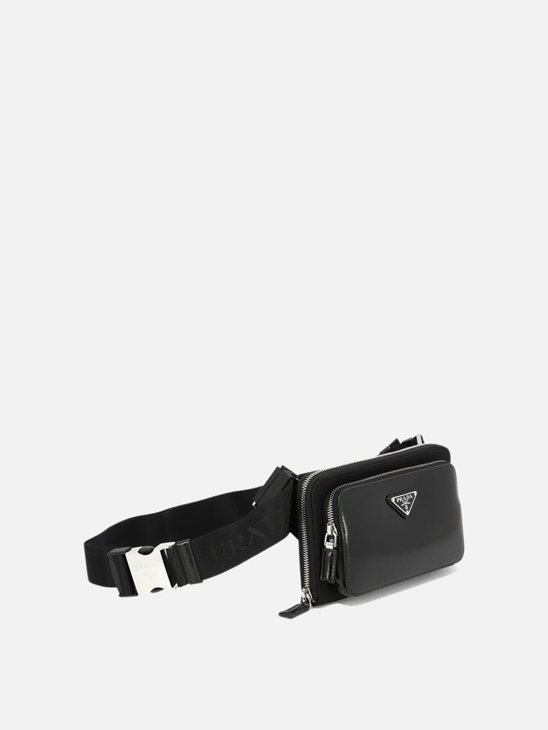 Vietti Prada Borsa a tracolla in Re-Nylon e pelle spazzolata Italia