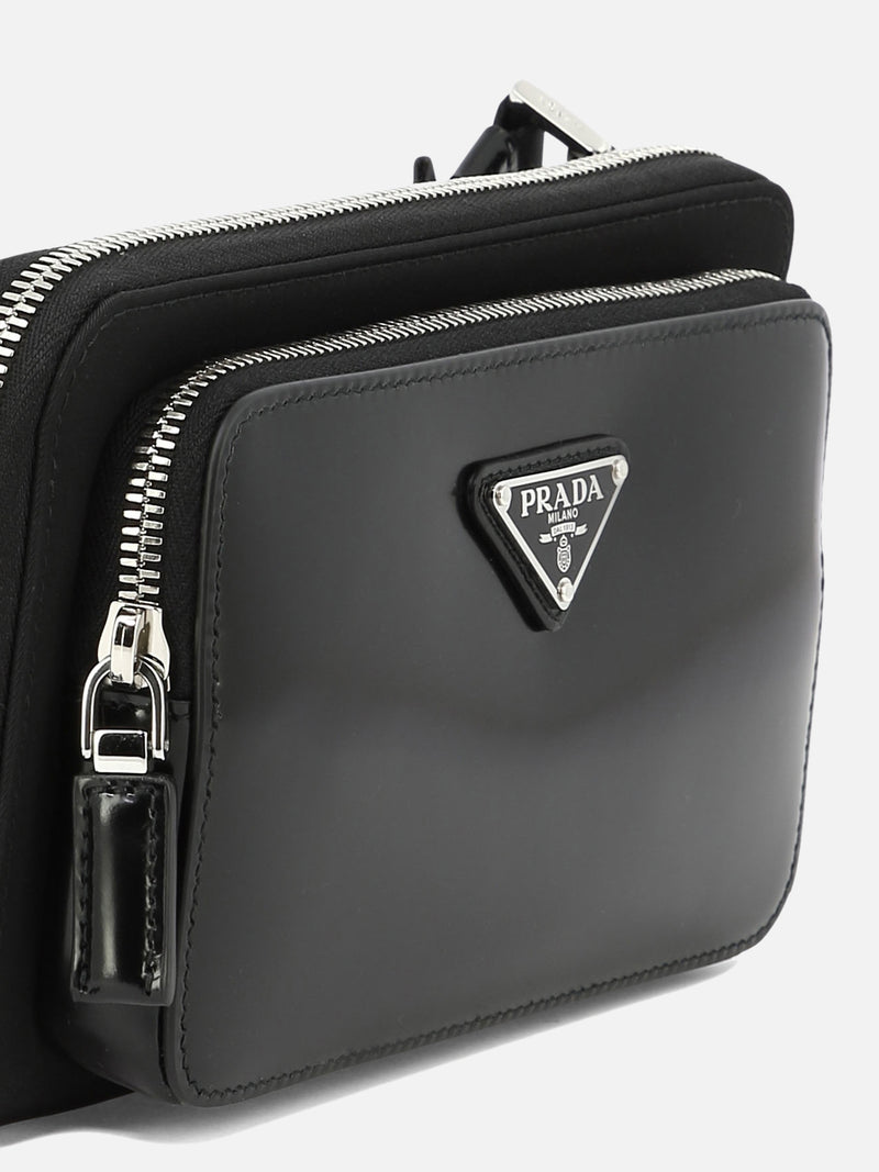 Vietti Prada Borsa a tracolla in Re-Nylon e pelle spazzolata Italia