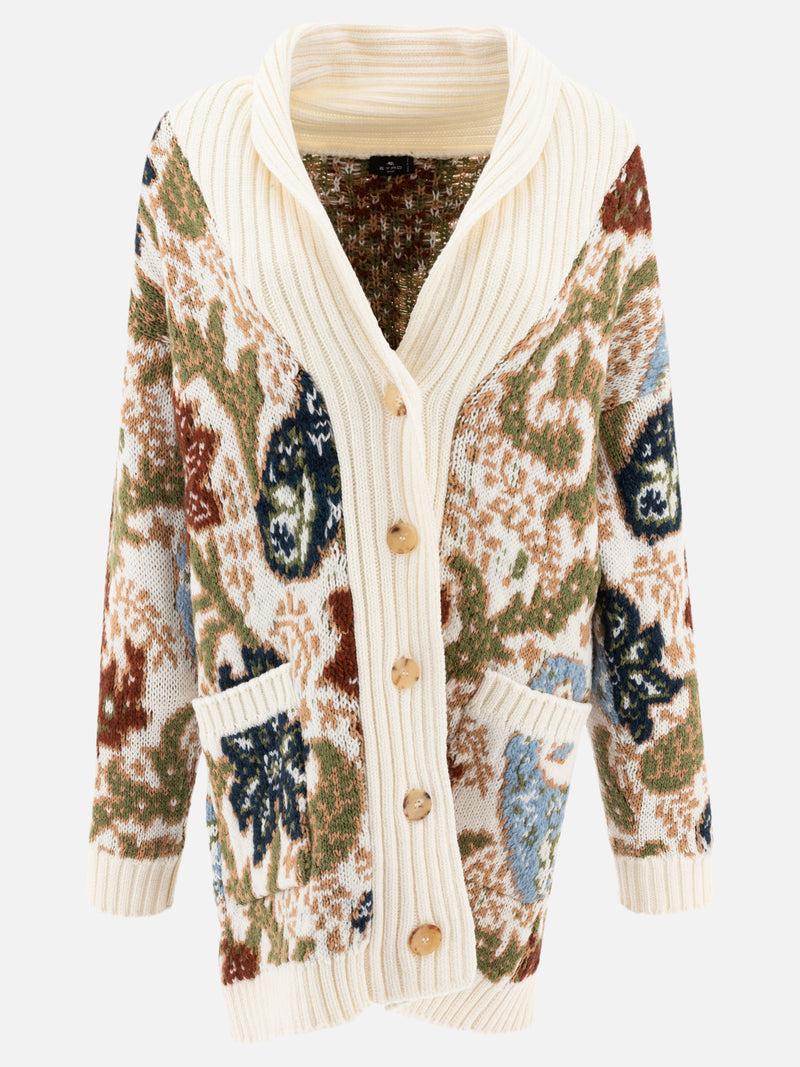 Vietti Etro Maxi cardigan in maglia jacquard