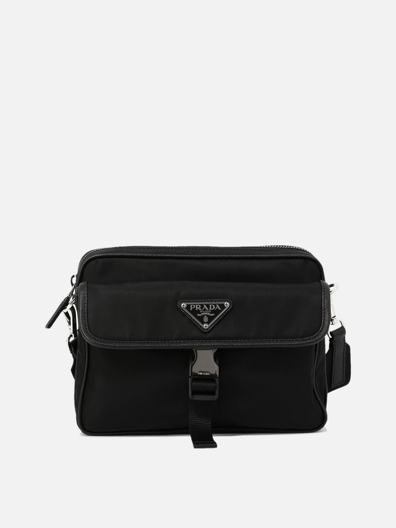 Vietti Prada Borsa a tracolla in Re-Nylon e Saffiano